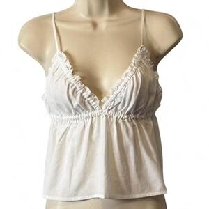 Steve‎ Madden White Ruffle Babydoll Camisole Top, Women's Size S.